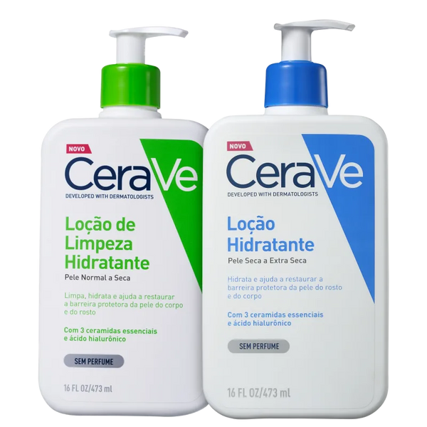 CeraVe Kit Mega Limpeza Hidratante Skincare 2 Produtos 473ml