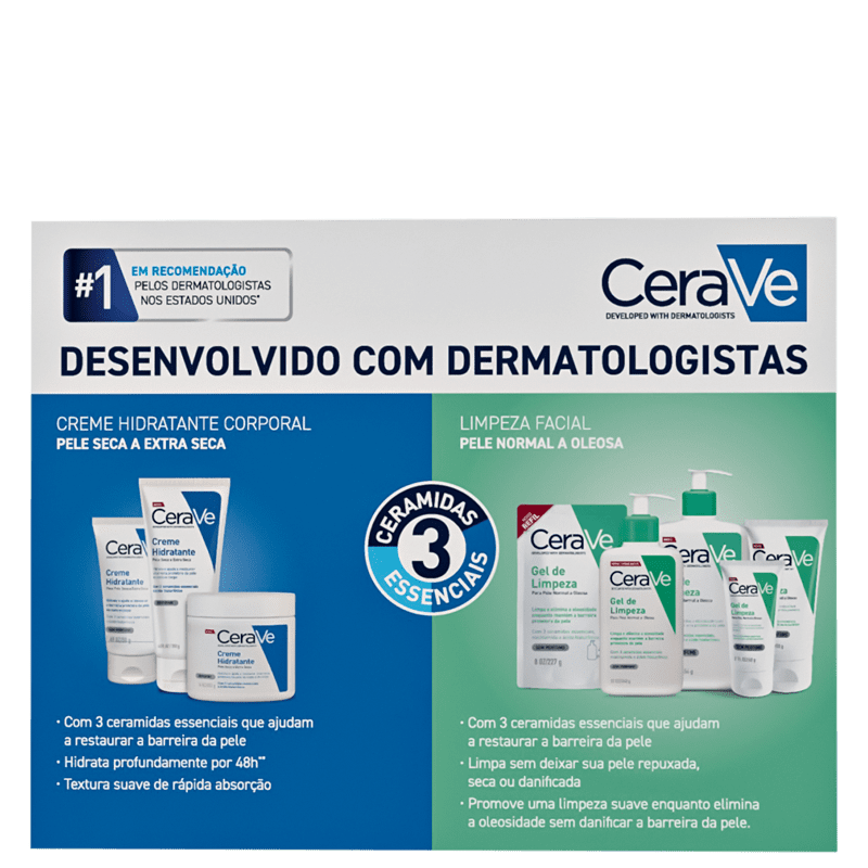 Kit CeraVe Hidratação e Limpeza Facial com 2 Produtos